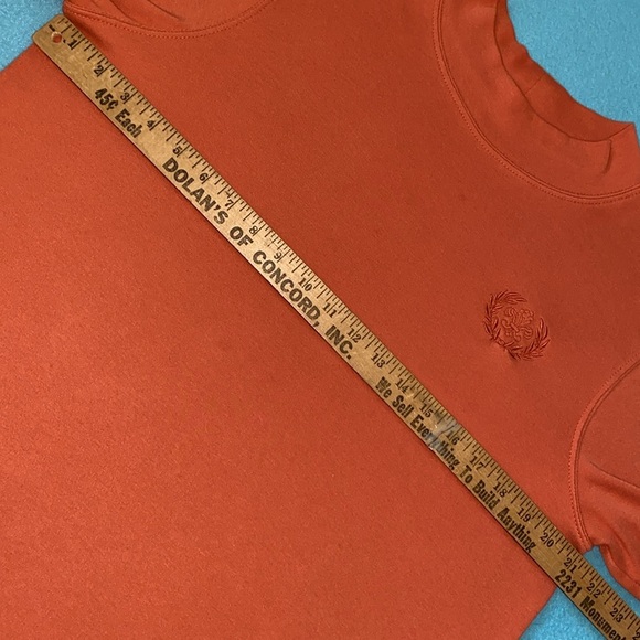 BLAIR mock turtleneck long sleeve fall orange embroidered crest cotton size M - Picture 8 of 10